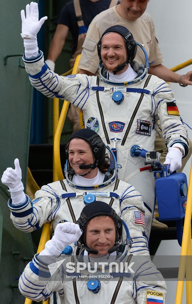 Launch of Soyuz MS-09 manned spacecraft with members of extended ISS Expedition 56/57