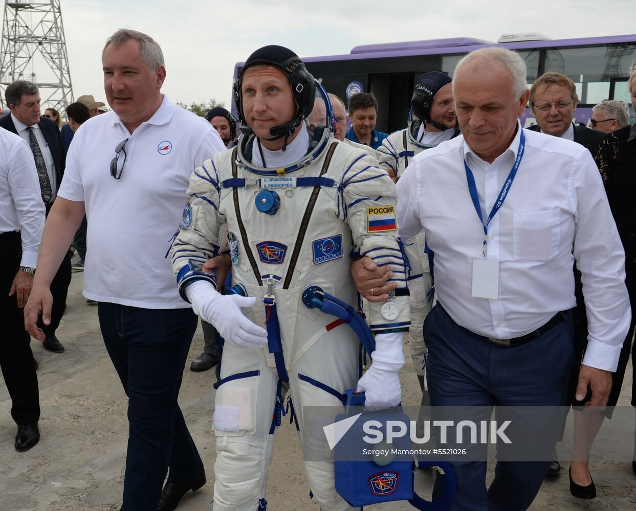 Launch of Soyuz MS-09 manned spacecraft with members of extended ISS Expedition 56/57