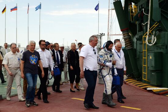Launch of Soyuz MS-09 manned spacecraft with members of extended ISS Expedition 56/57