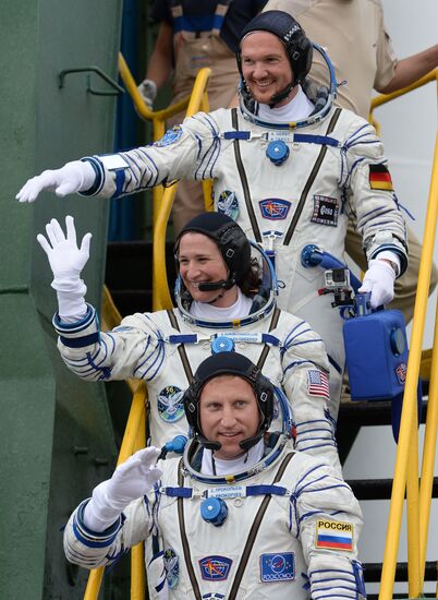 Launch of Soyuz MS-09 manned spacecraft with members of extended ISS Expedition 56/57
