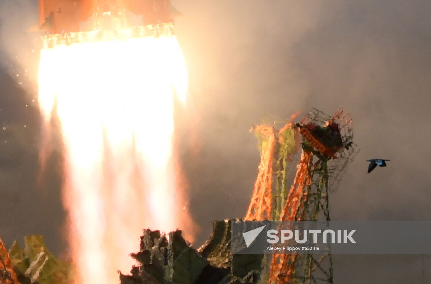 Launch of Soyuz MS-09 manned spacecraft with members of extended ISS Expedition 56/57