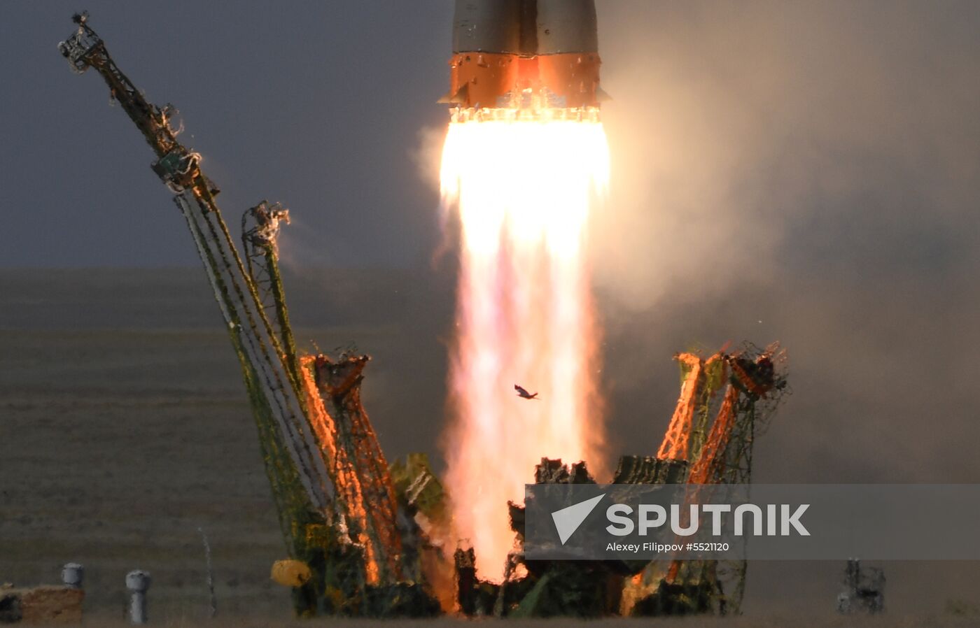 Launch of Soyuz MS-09 manned spacecraft with members of extended ISS Expedition 56/57