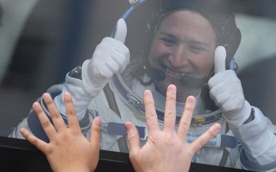 Launch of Soyuz MS-09 manned spacecraft with members of extended ISS Expedition 56/57