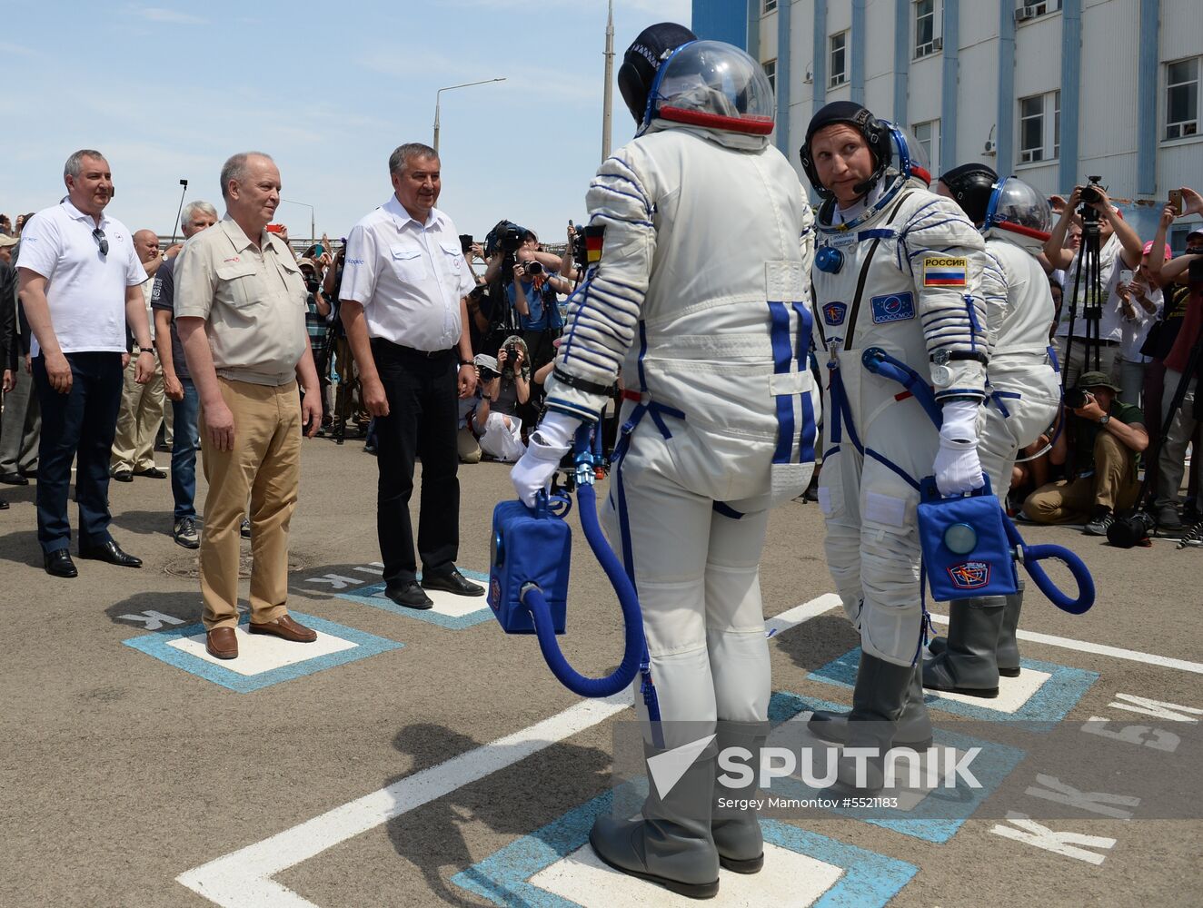 Launch of Soyuz MS-09 manned spacecraft with members of extended ISS Expedition 56/57
