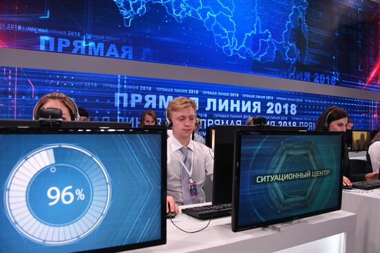 Call center of Direct Line with President Vladimir Putin in Gostiny Dvor