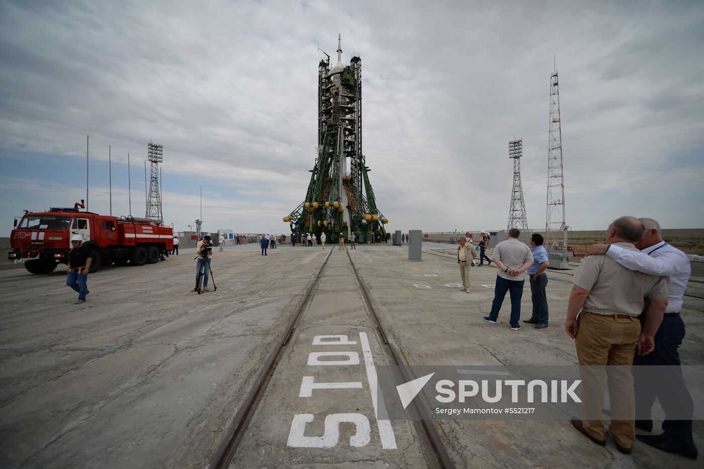 Launch of Soyuz MS-09 manned spacecraft with members of extended ISS Expedition 56/57