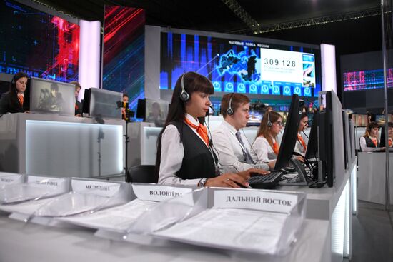 Call center of Direct Line with President Vladimir Putin in Gostiny Dvor