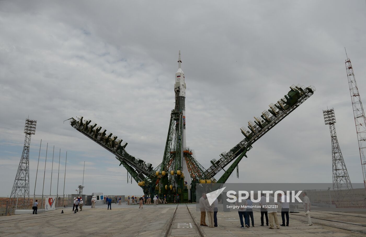 Launch of Soyuz MS-09 manned spacecraft with members of extended ISS Expedition 56/57