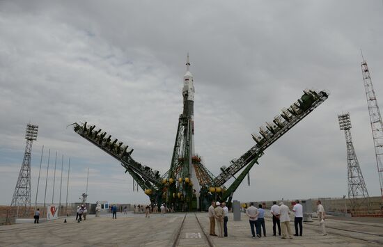 Launch of Soyuz MS-09 manned spacecraft with members of extended ISS Expedition 56/57