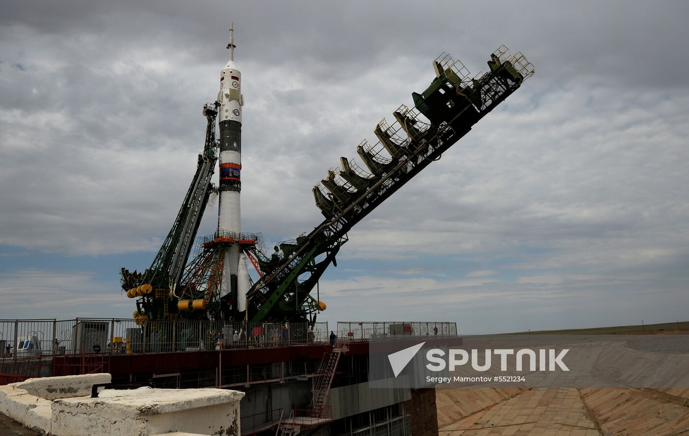 Launch of Soyuz MS-09 manned spacecraft with members of extended ISS Expedition 56/57