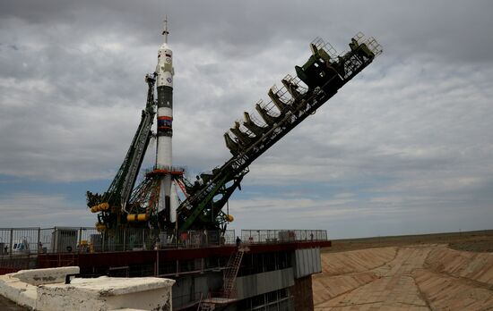 Launch of Soyuz MS-09 manned spacecraft with members of extended ISS Expedition 56/57