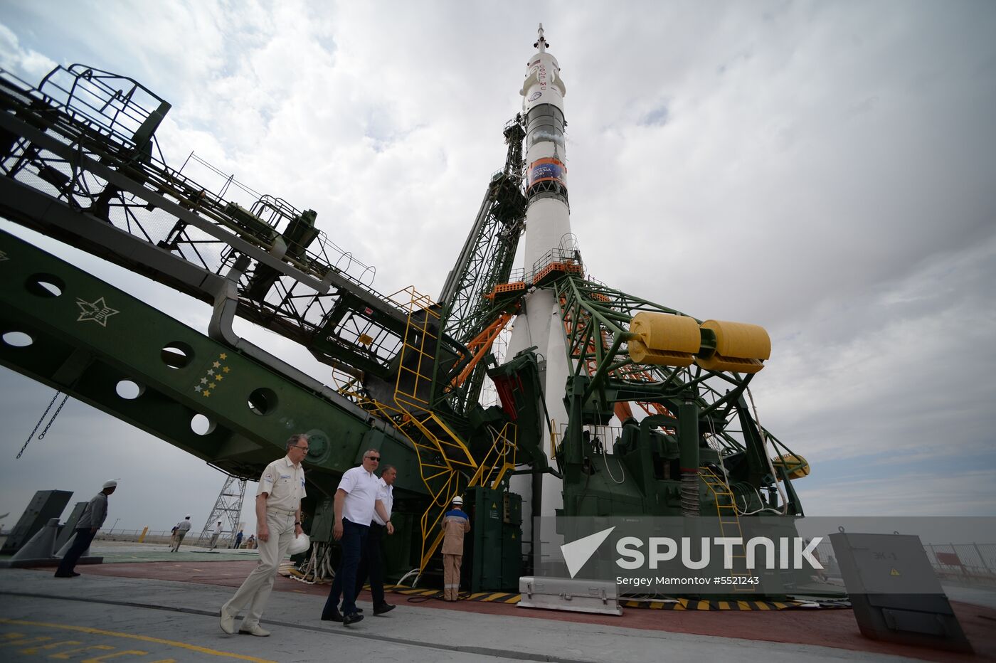 Launch of Soyuz MS-09 manned spacecraft with members of extended ISS Expedition 56/57