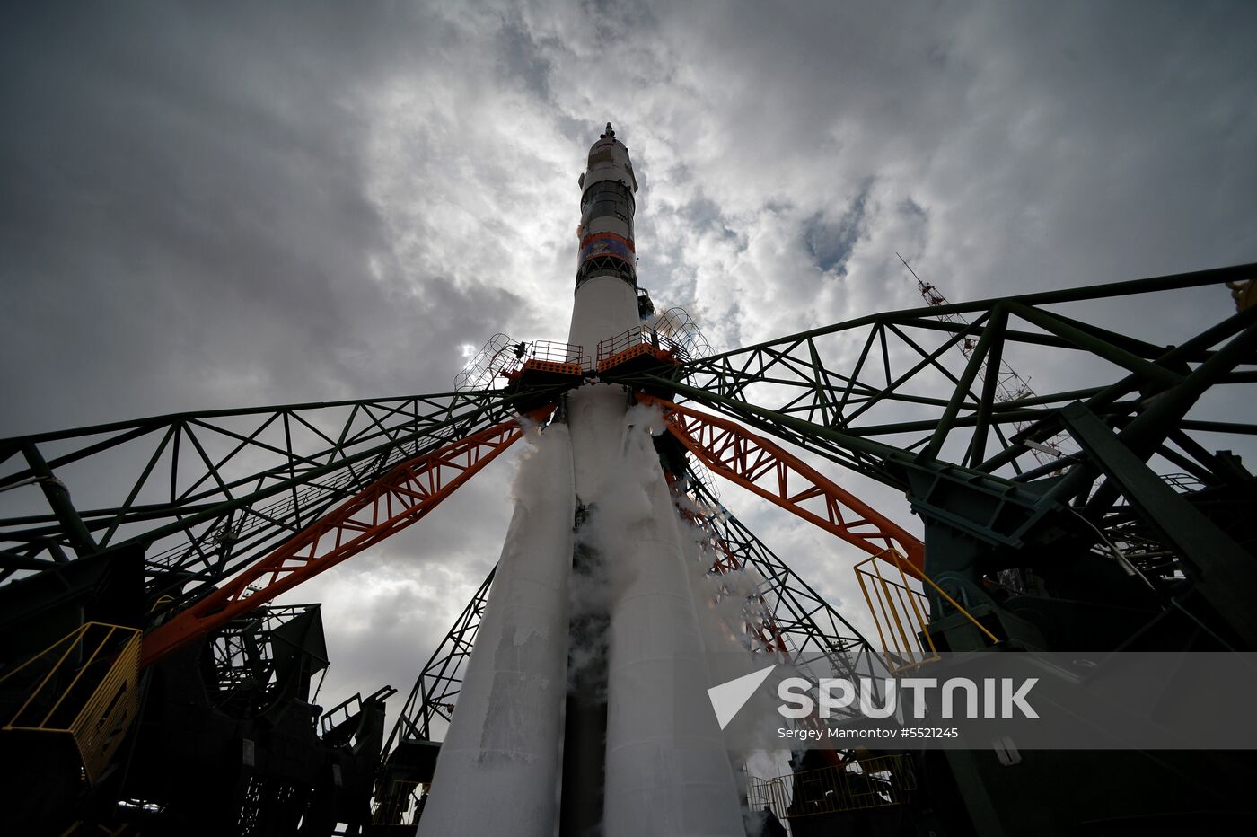 Launch of Soyuz MS-09 manned spacecraft with members of extended ISS Expedition 56/57