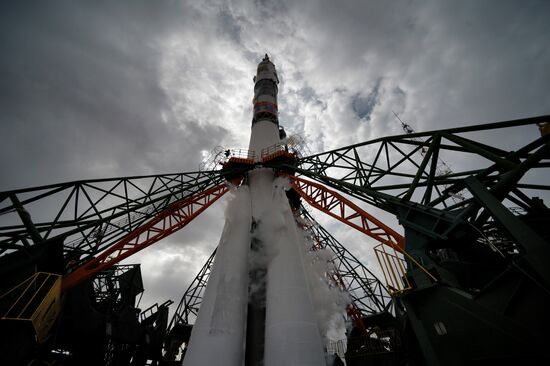 Launch of Soyuz MS-09 manned spacecraft with members of extended ISS Expedition 56/57
