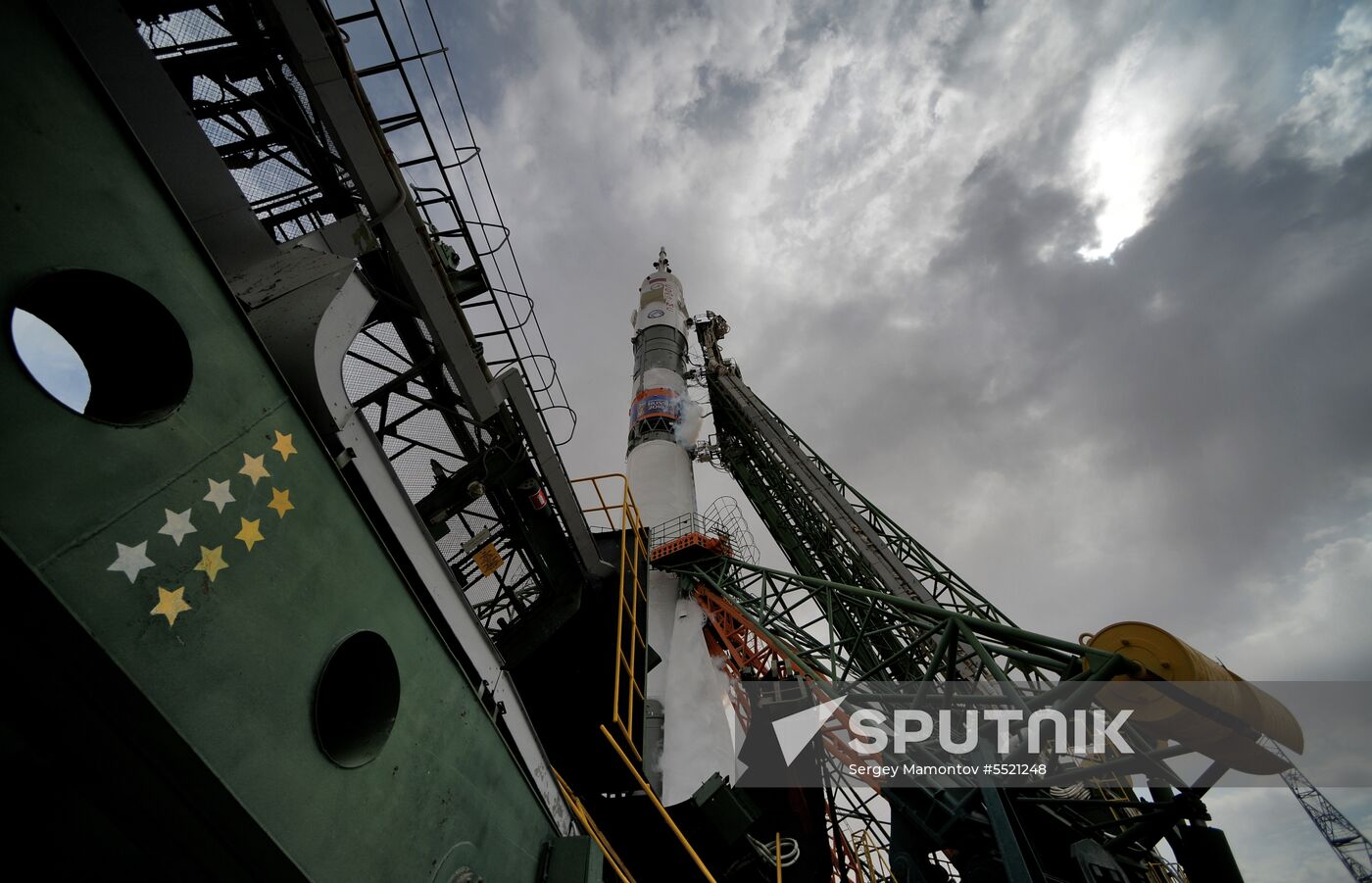 Launch of Soyuz MS-09 manned spacecraft with members of extended ISS Expedition 56/57
