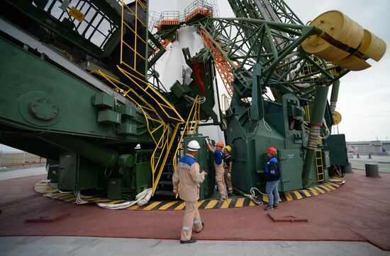 Launch of Soyuz MS-09 manned spacecraft with members of extended ISS Expedition 56/57