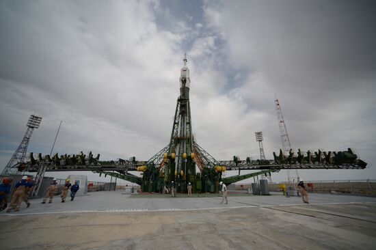 Launch of Soyuz MS-09 manned spacecraft with members of extended ISS Expedition 56/57