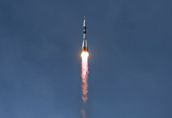 Launch of Soyuz MS-09 manned spacecraft with members of extended ISS Expedition 56/57