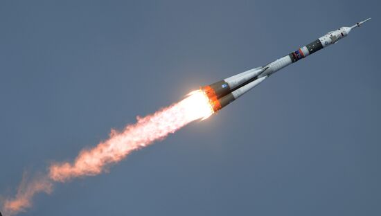 Launch of Soyuz MS-09 manned spacecraft with members of extended ISS Expedition 56/57