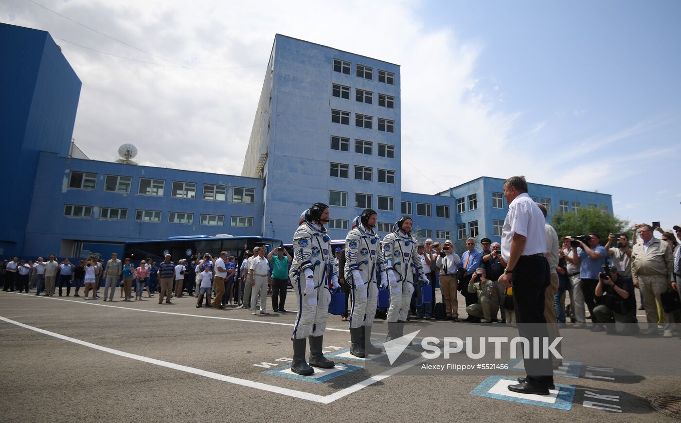 Launch of Soyuz MS-09 manned spacecraft with members of extended ISS Expedition 56/57
