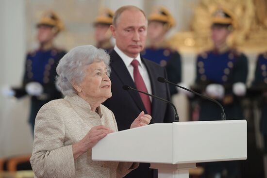 President Vladimir Putin presents national awards in science, literature and arts