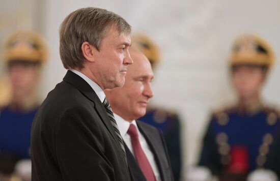 President Vladimir Putin presents national awards in science, literature and arts