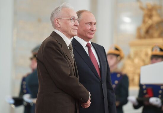 President Vladimir Putin presents national awards in science, literature and arts