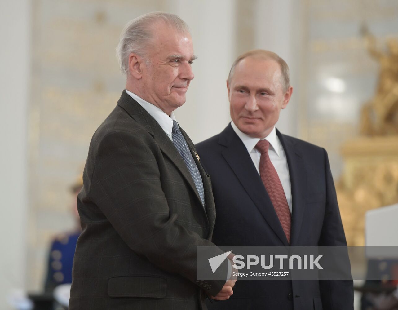 President Vladimir Putin presents national awards in science, literature and arts