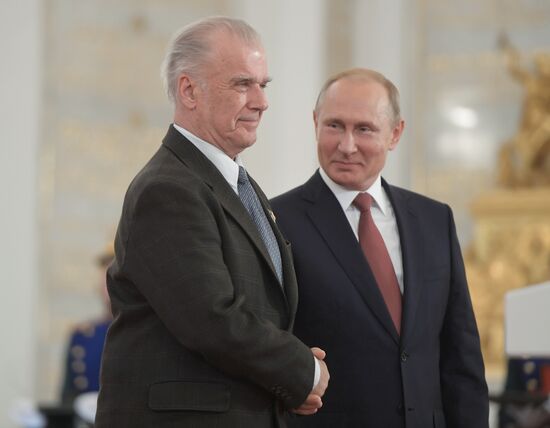 President Vladimir Putin presents national awards in science, literature and arts