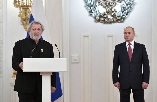 President Vladimir Putin presents national awards in science, literature and arts