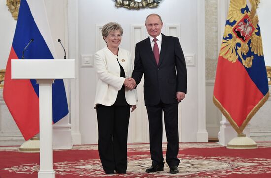 President Vladimir Putin presents national awards in science, literature and arts