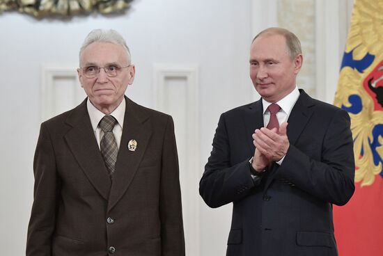 President Vladimir Putin presents national awards in science, literature and arts
