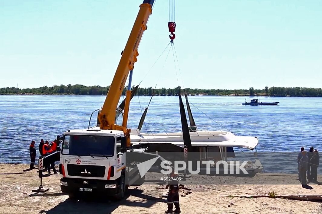 Catamaran collides with barge outside Volgograd