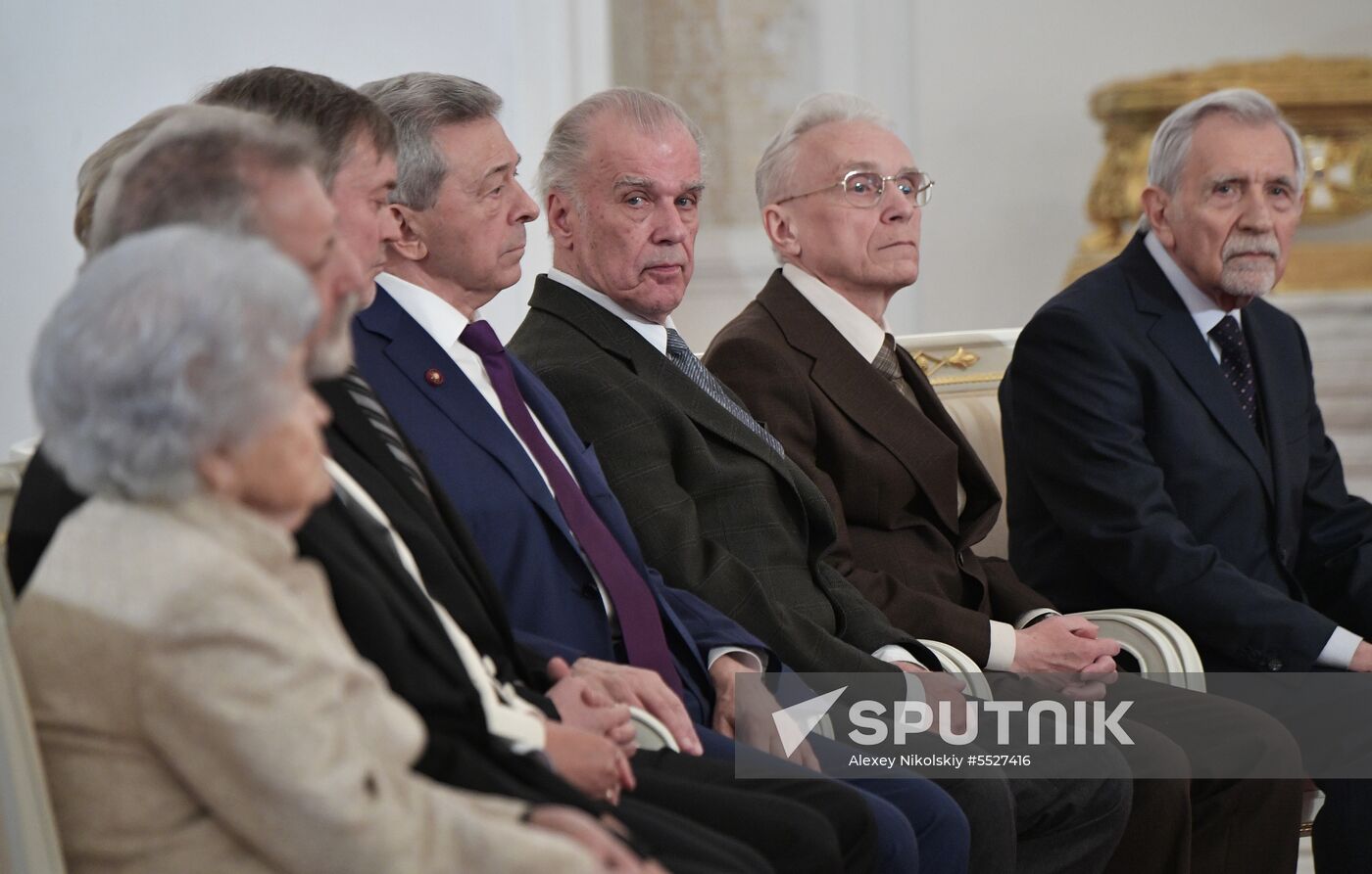 President Vladimir Putin presents national awards in science, literature and arts