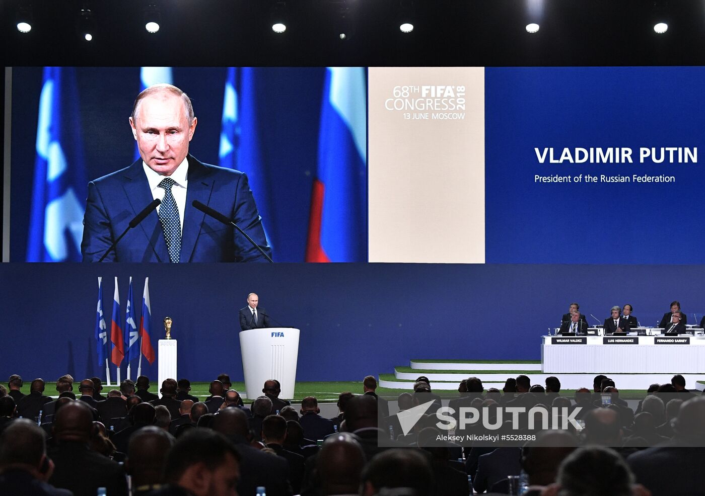 President Vladimir Putin attends 68th FIFA Congress