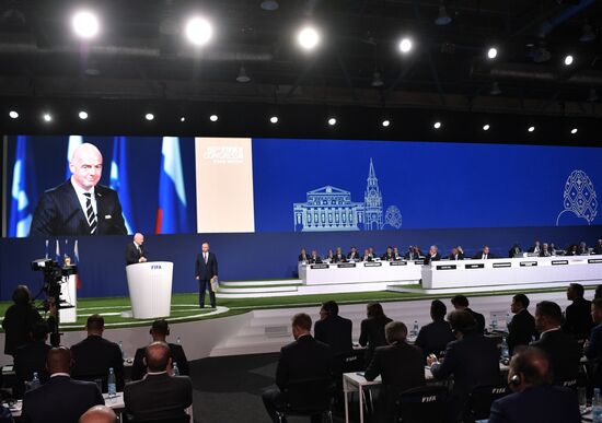 President Vladimir Putin attends 68th FIFA Congress