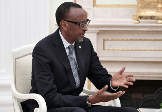 Russian President Vladimir Putin meets with Rwanda's President Paul Kagame