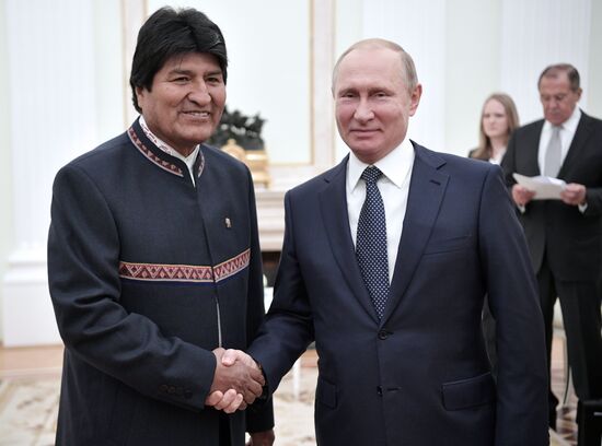 Russian President Vladimir Putin meets with President of Bolivia Evo Morales