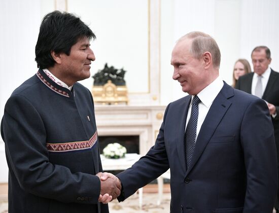 Russian President Vladimir Putin meets with President of Bolivia Evo Morales