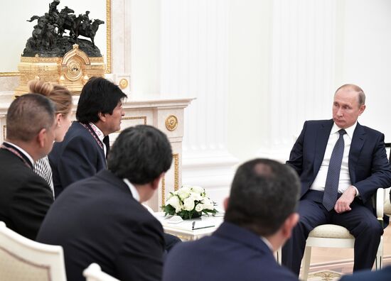 Russian President Vladimir Putin meets with President of Bolivia Evo Morales