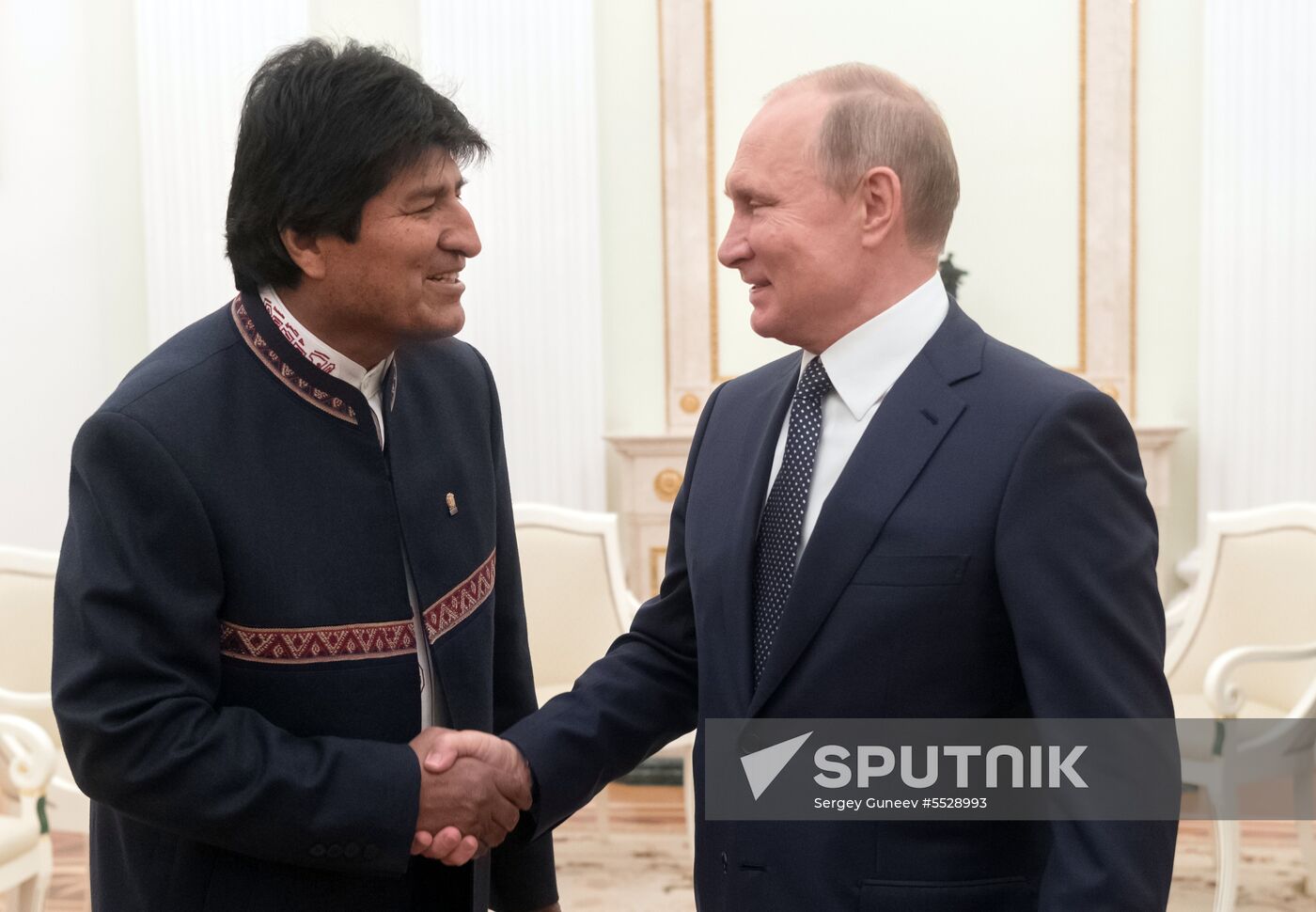 Russian President Vladimir Putin meets with President of Bolivia Evo Morales