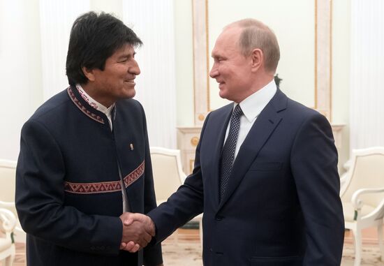 Russian President Vladimir Putin meets with President of Bolivia Evo Morales