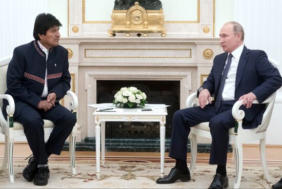 Russian President Vladimir Putin meets with President of Bolivia Evo Morales