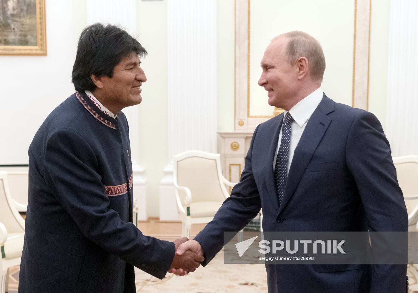 Russian President Vladimir Putin meets with President of Bolivia Evo Morales