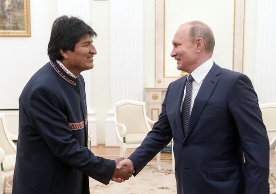 Russian President Vladimir Putin meets with President of Bolivia Evo Morales