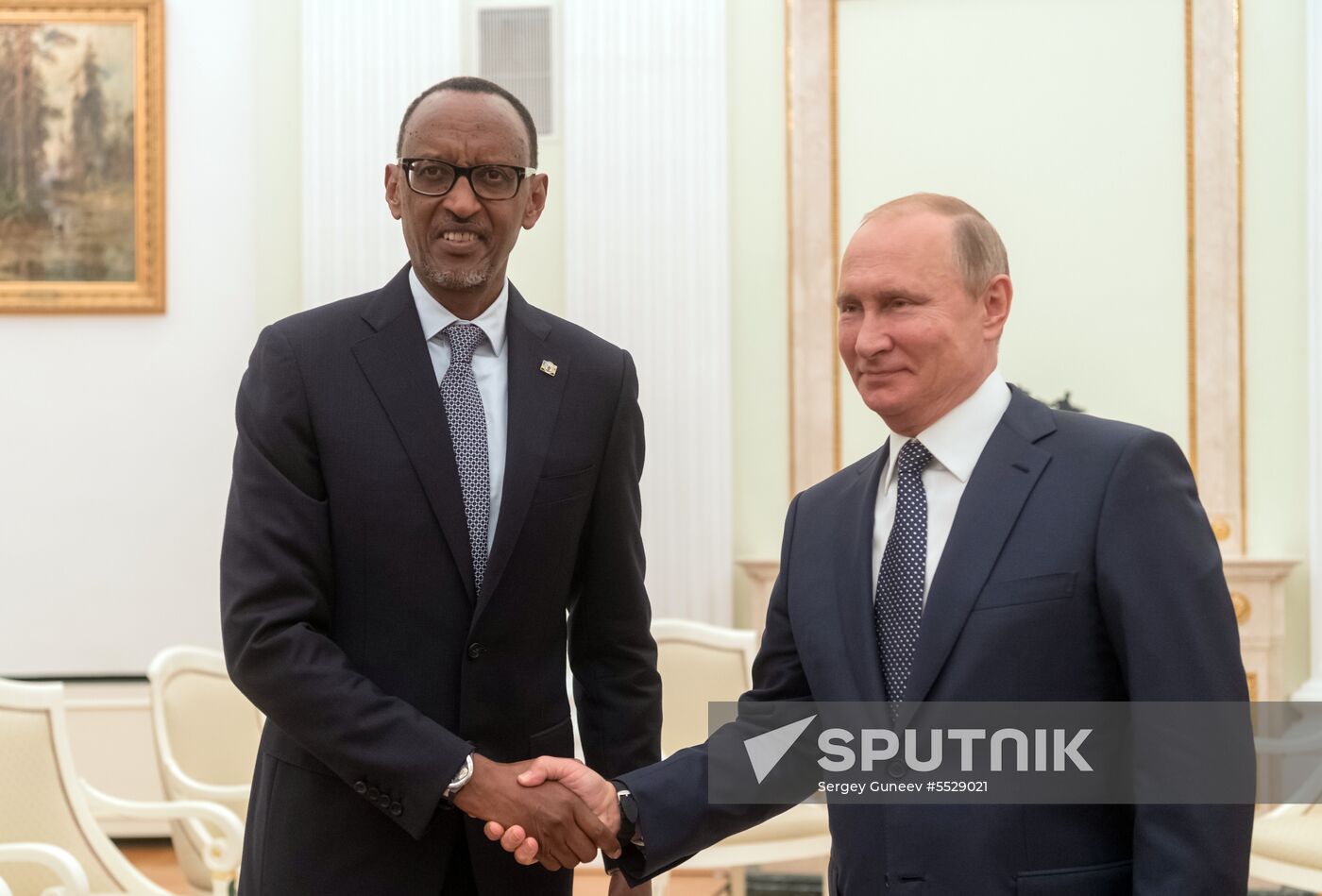 Russian President Vladimir Putin meets with Rwanda's President Paul Kagame