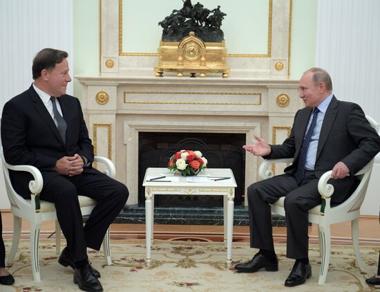 Russian President Vladimir Putin meets with President of Panama Juan Carlos Varela