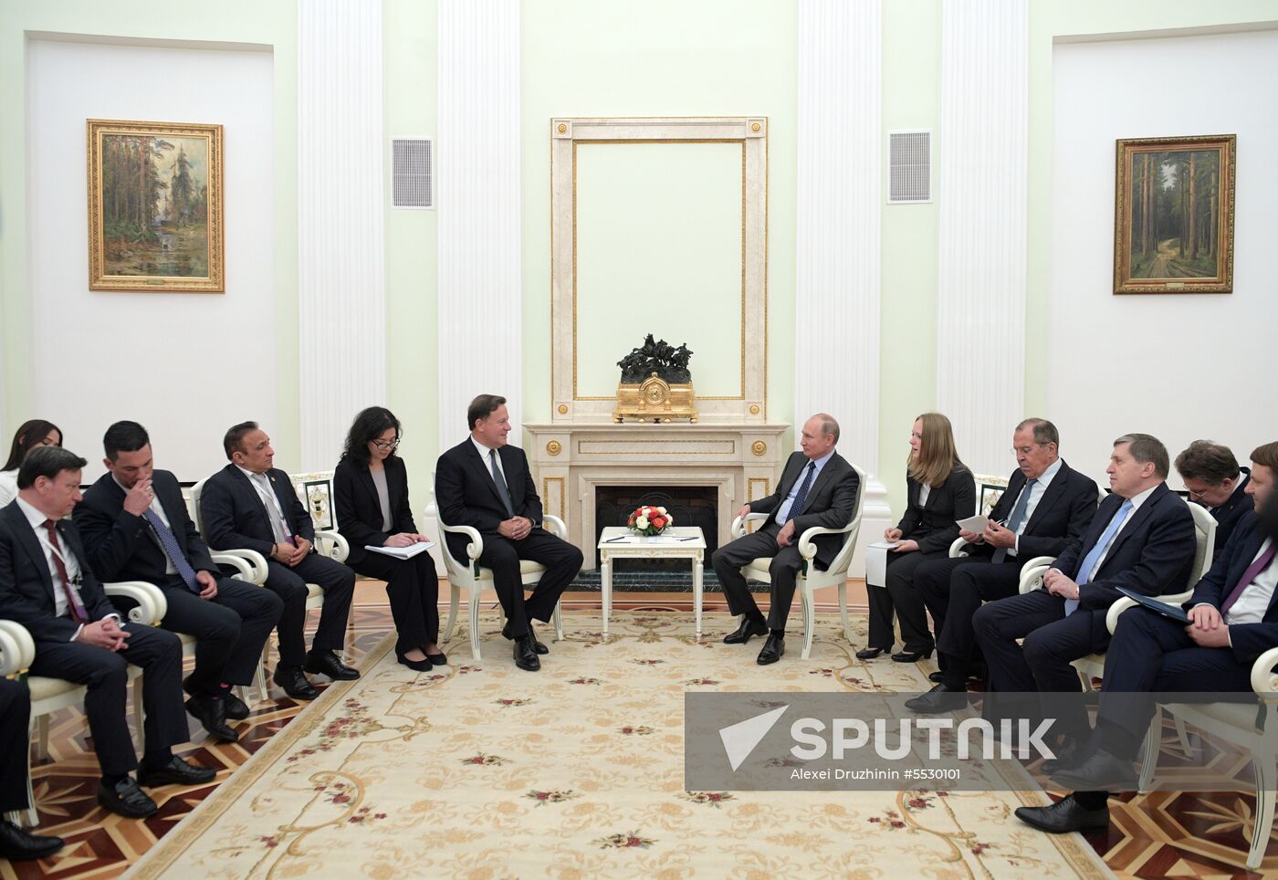 Russian President Vladimir Putin meets with President of Panama Juan Carlos Varela
