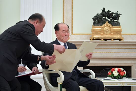 President Putin meets with President of Presidium of the Supreme People's Assembly of North Korea Kim Yong-nam