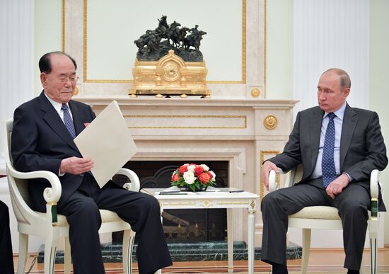 President Putin meets with President of Presidium of the Supreme People's Assembly of North Korea Kim Yong-nam